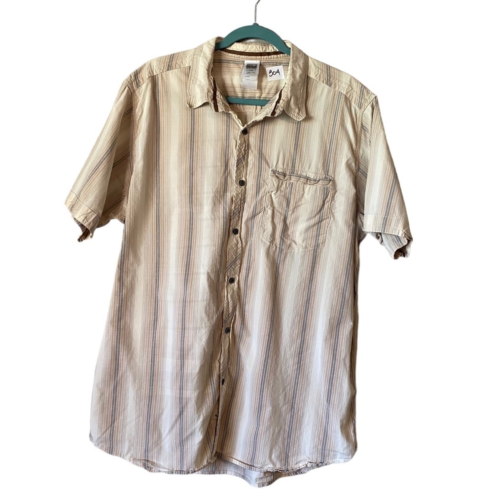 The North Face mens striped short sleeve button down shirt size XL‎ 100% cotton